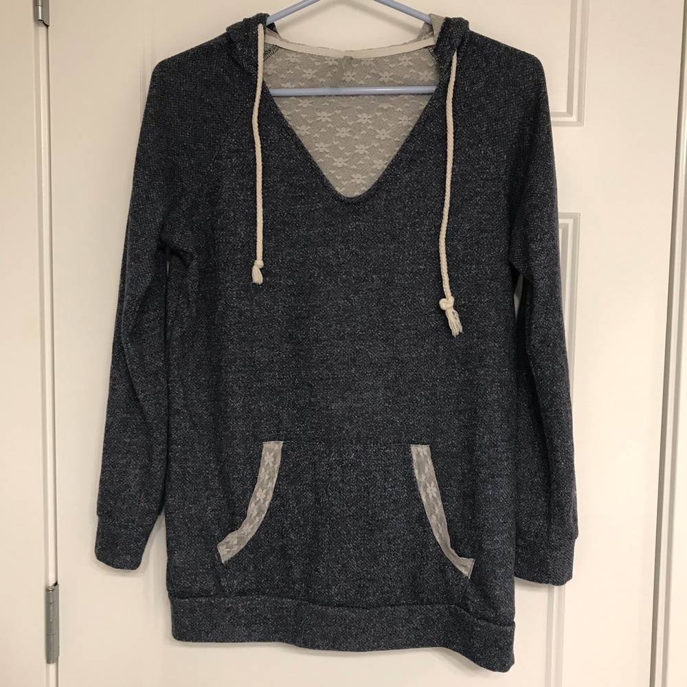 Lace lined hoodie